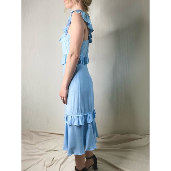 SAYLOR Maxine Sky Blue Crossback Ruffle Midi Dress US SMALL NWT - Picture 5 of 11